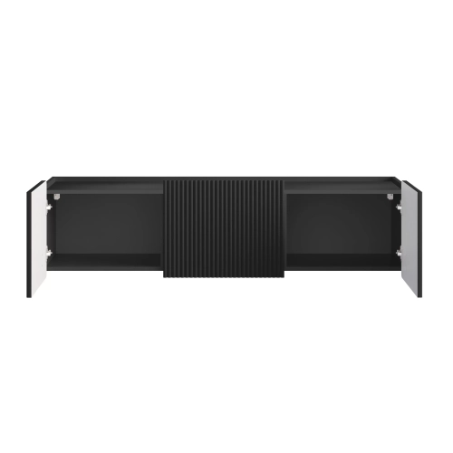 Szafka RTV Malmi 150 cm wisząca - czarny mat / czarny